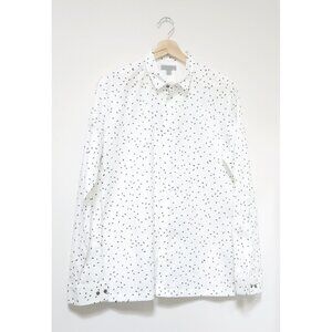 COS Men's Black on White Confetti Long Sleeve Button Down Shirt